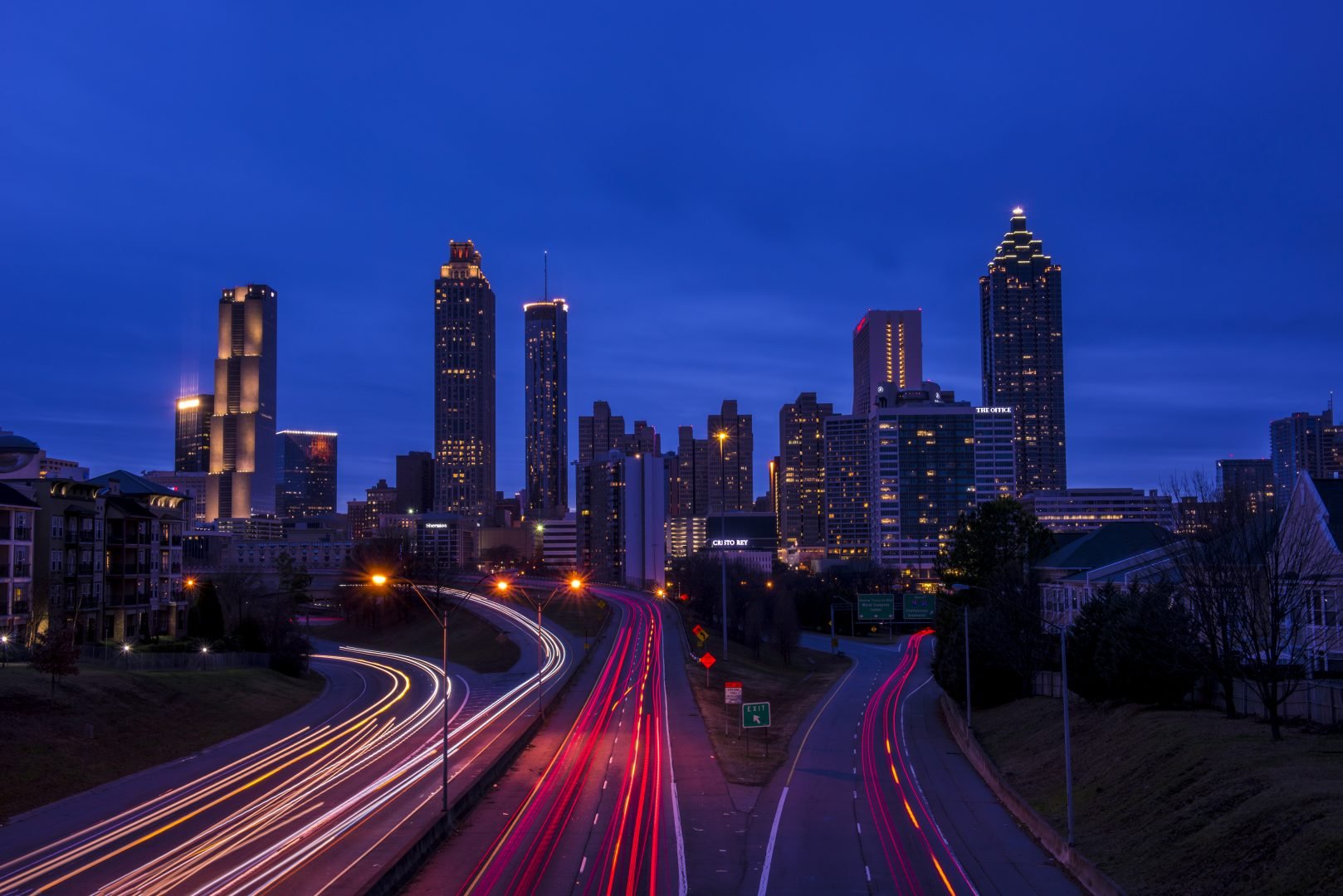 Atlanta skyline blue hour photography